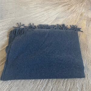 Restoration Hardware 100% CASHMERE Throw Blue fringe